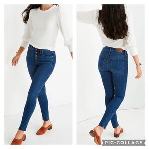 EUC Madewell 10" High-Rise Skinny Jeans in Brinville Button-Front Denim Edition